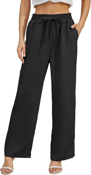 Women's Wide Leg Pant High Waist Palazzo Pant Spring Flowy Summer Trousers with Pocket Summer Outfits 2024 Trendy