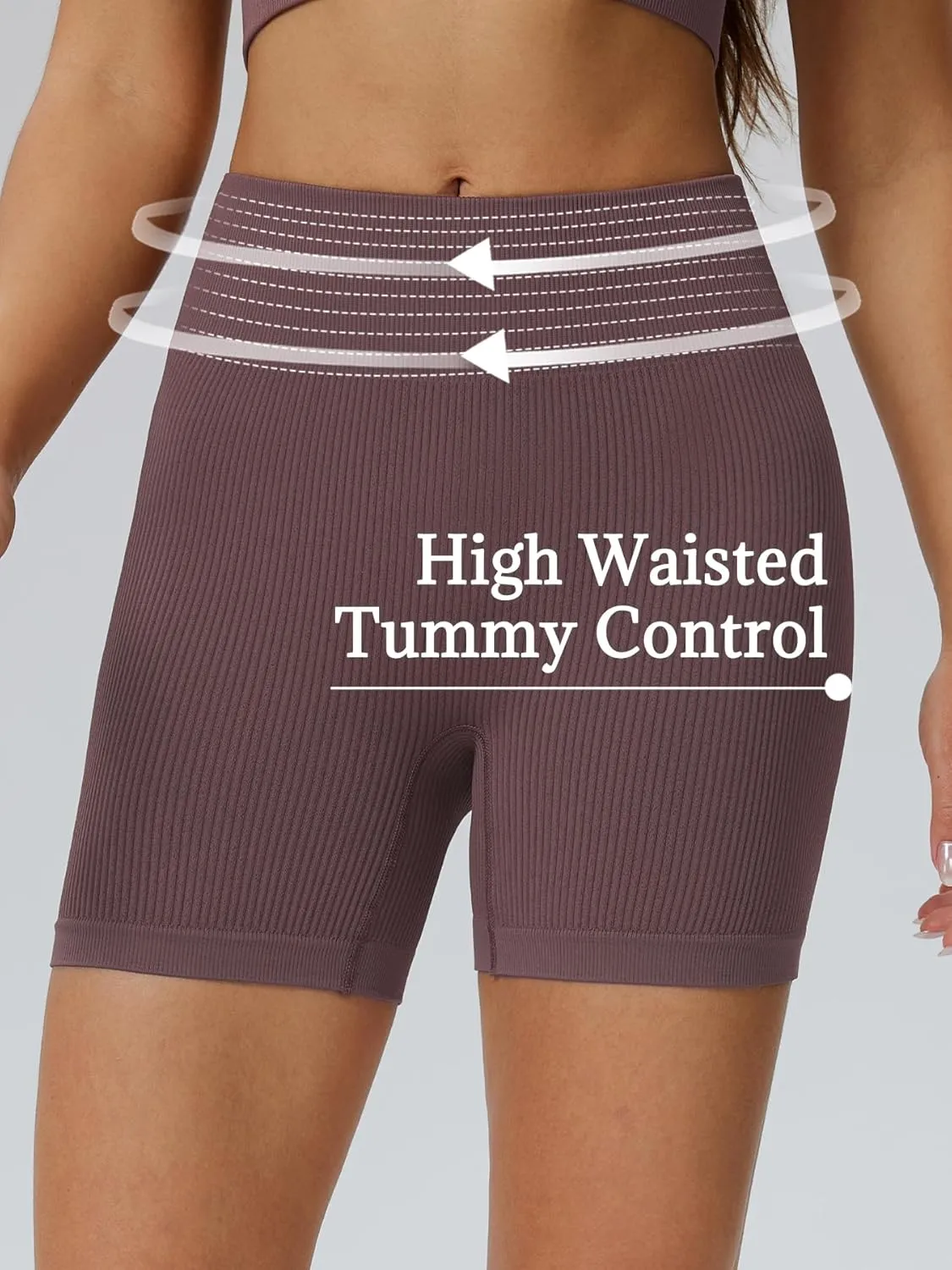 Women's Workout Gym Shorts  5 High Waist Seamless Tummy Control, Biker Shorts Booty Athletic Shorts for Yoga Volleyball