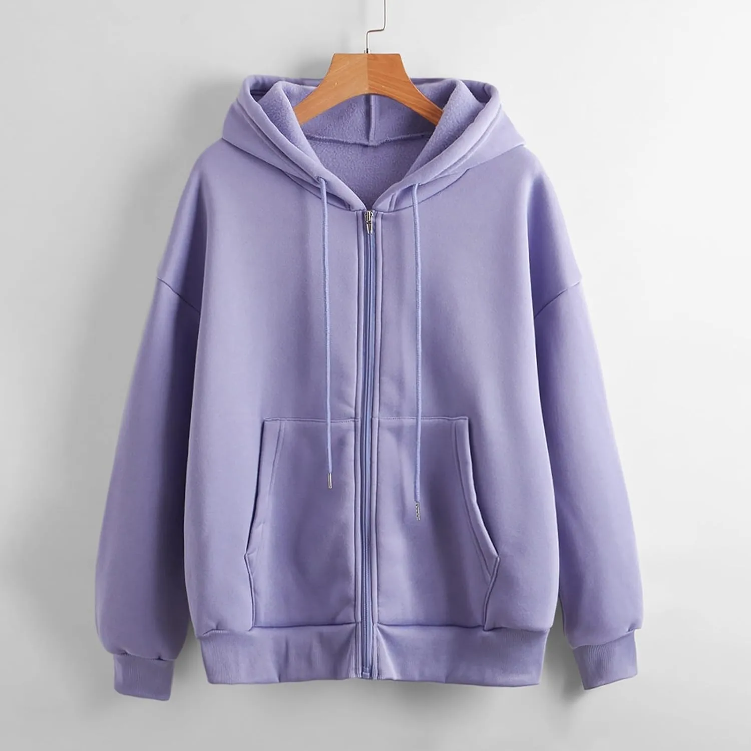 Women's Zip-Up Hoodie Fall Oversized Sweatshirt Lightweight Long Sleeve Zipper Coats Cozy Fleece Jacket with Pocket