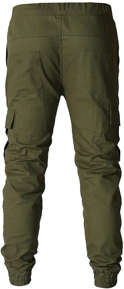 WUAI Mens Hiking Cargo Pants Slim Fit Stretch Outdoors Jogger Sweatpants Casual Elastic Waist Chino Lounge Trousers