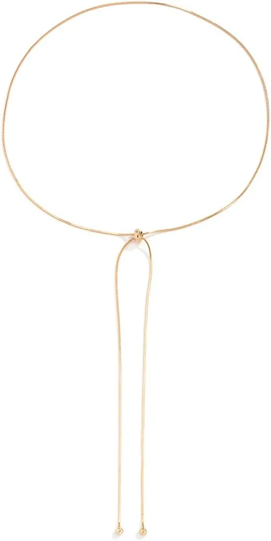 Xerling Simple Boho Y-Necklaces for Women Gold Silver Long Pendant Pull-out Adjustable Slider Necklaces Thin Chain Minimalist Necklaces (Gold)