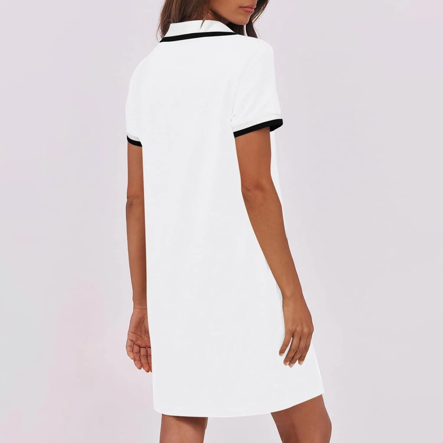 yardsong Golf Dresses for Women Tennis Workout Mini Dress Summer Casual Short Sleeve Collared V Neck Shirt Dress with Pockets