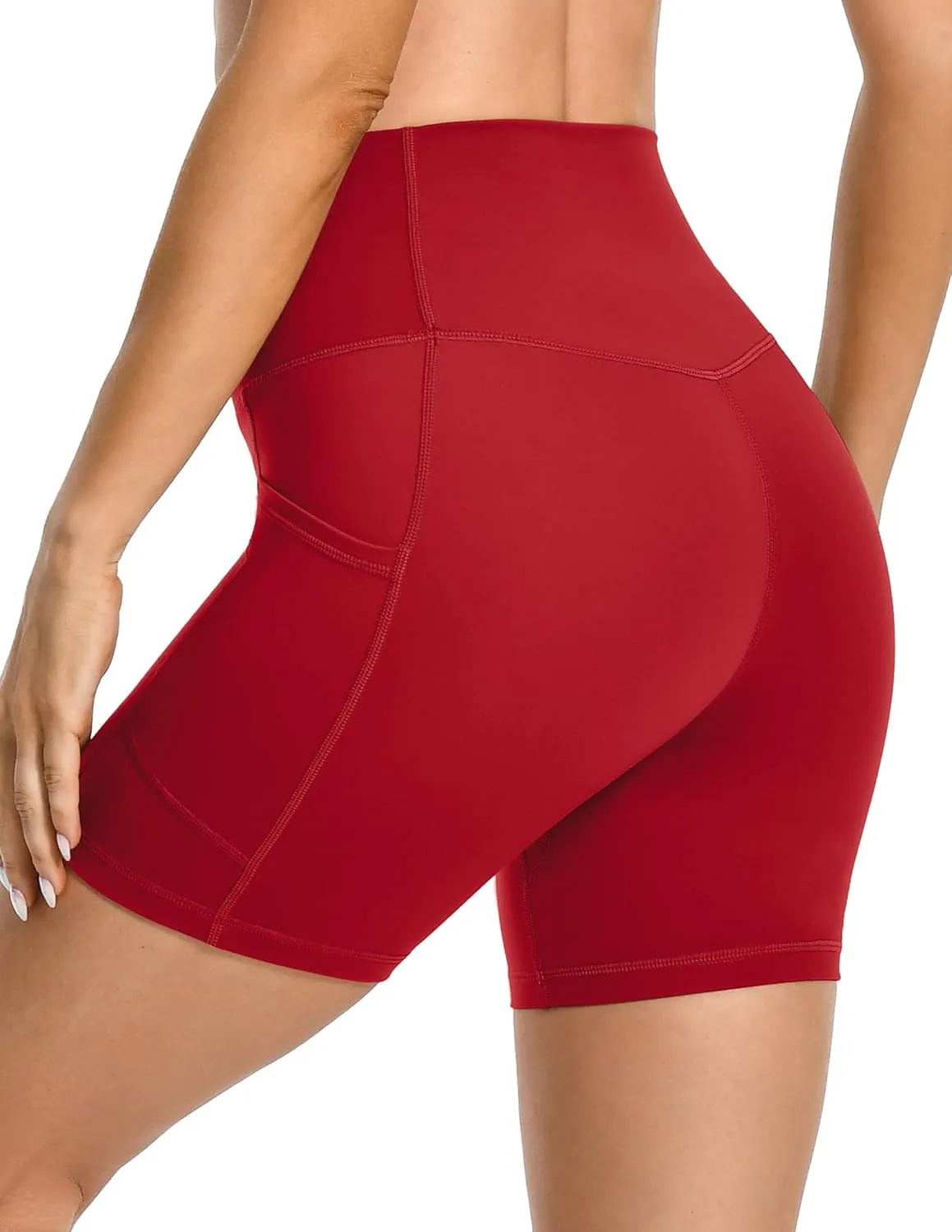 YUNOGA Womens High Waist Biker Shorts with Pockets 6"/8" Yoga Shorts Gym Workout Running Spandex Shorts