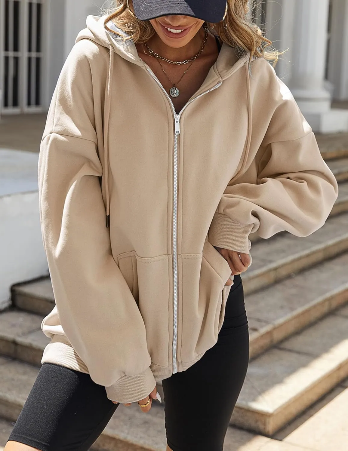 Zeagoo Women's Oversized Zip Up Hoodies Fleece Jacket Casual 2025 Fall Winter Sweatshirts Y2K Hoodies