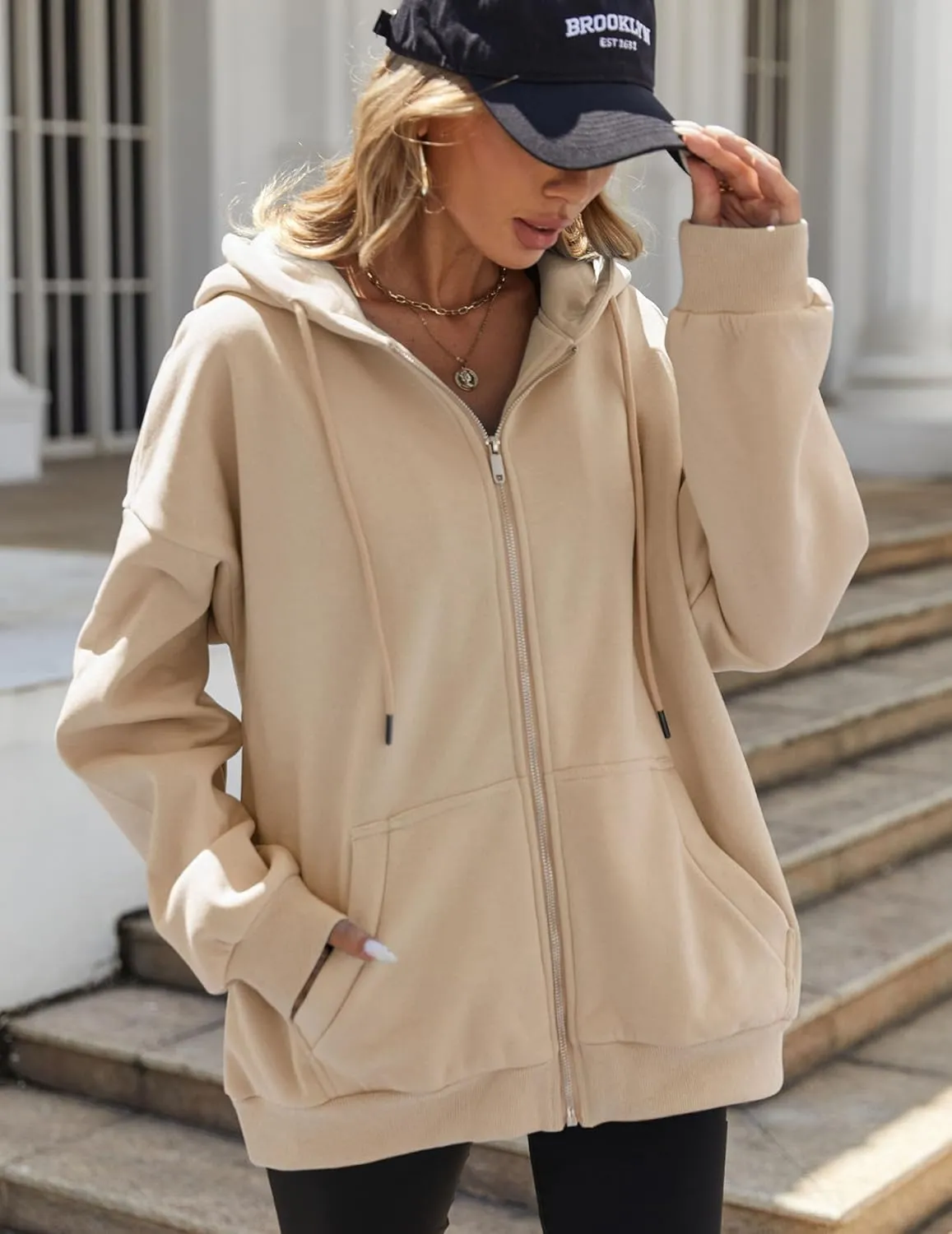 Zeagoo Women's Oversized Zip Up Hoodies Fleece Jacket Casual 2025 Fall Winter Sweatshirts Y2K Hoodies