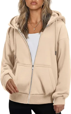 Zeagoo Women's Oversized Zip Up Hoodies Fleece Jacket Casual 2025 Fall Winter Sweatshirts Y2K Hoodies