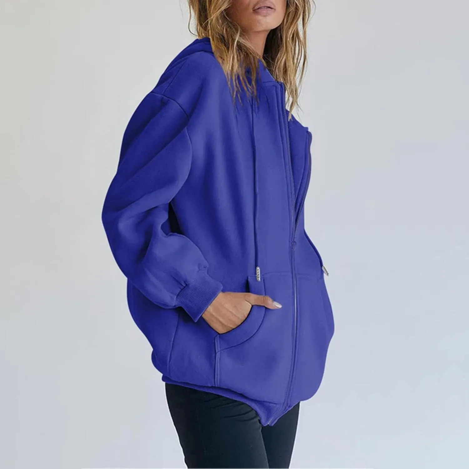 Zip Up Hoodie Women Oversized Y2K Plus Size Oversized Y2K Jackets Casual Drawstring Zip Up Y2K Hoodie with Pocket