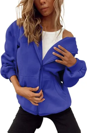 Zip Up Hoodie Women Oversized Y2K Plus Size Oversized Y2K Jackets Casual Drawstring Zip Up Y2K Hoodie with Pocket