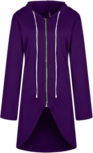 Zip Up Hoodie Women,2024 Trendy Irregular Hem Oversized Hoodies Long Tunic Sweatshirt Open Front Cardigan Jacket